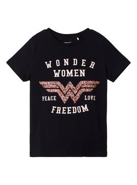 T-Shirt Name It Wonderwomen Schwarz für Mädchen