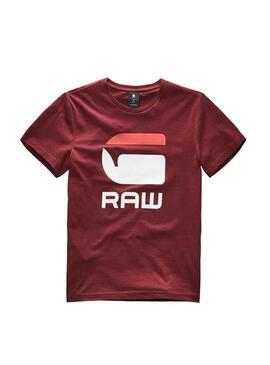 T-Shirt G Star Raw Logo Bordeaux für Junge