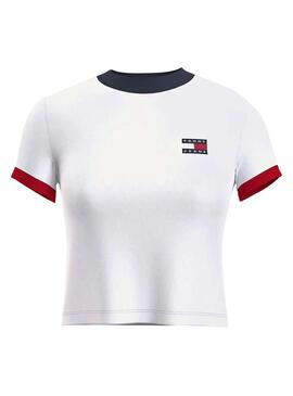 T-Shirt Tommy Jeans Ringer Weiss für Damen