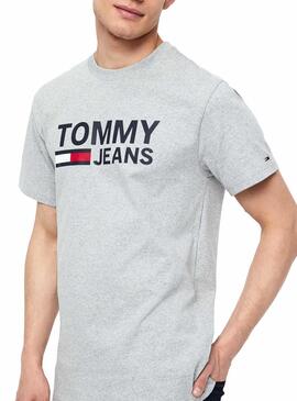 T-Shirt Tommy Jeans Logo Grau