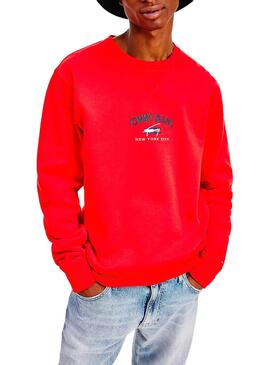 Sweatshirt Tommy Jeans Timeless Rot für Herren