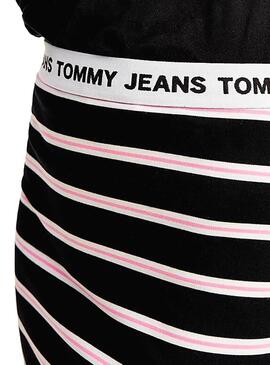 Rock Tommy Jeans Streifen Bodycon Schwarz für Damen