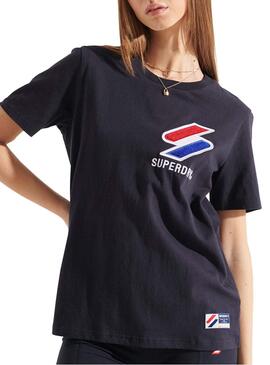 T-Shirt Superdry Sportstyle Schwarz für Damen