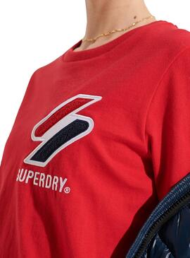 T-Shirt Superdry Sportstyle Rot für Damen