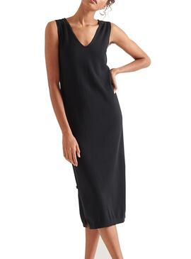 Kleid Superdry V-Ausschnitt gestrickt Schwarz für Damen
