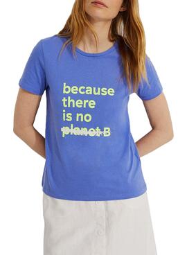 T-Shirt Ecoalf Underlined Because Blau für Damen