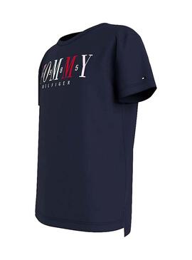 T-Shirt Tommy Hilfiger Multi Text Satin Marineblau