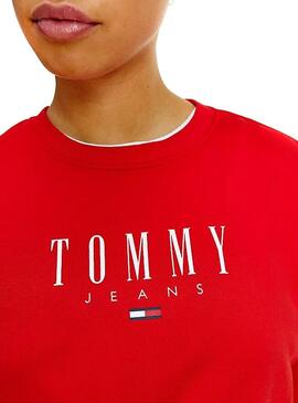 Sweatshirt Tommy Jeans Essencial Logo Rot Damen