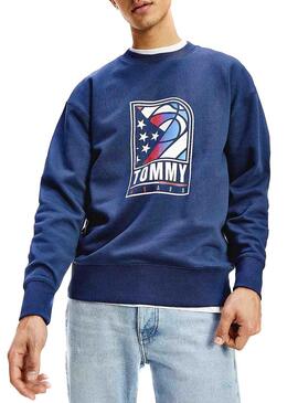 Sweatshirt Tommy Jeans Basketball Blau für Herren
