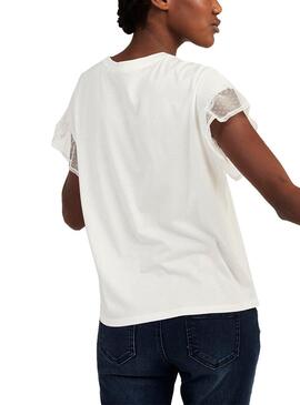 T-Shirt Naf Naf Schlaufe Weiss für Damen