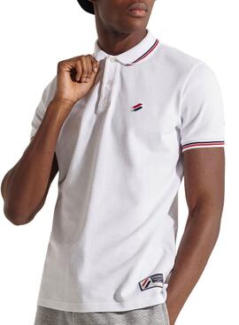 Polo Superdry SportStyle Twin Tipped Weiss Herren
