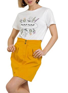 T-Shirt Naf Naf Flores Weiss für Damen