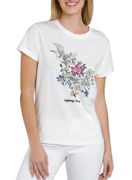 T-Shirt Naf Naf Hapiness Weiss für Damen