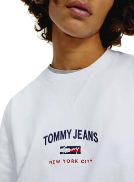 Sweatshirt Tommy Jeans Timeless Weiss für Herren