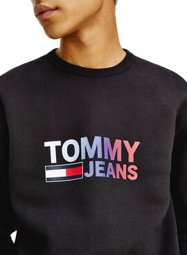 Sweatshirt Tommy Jeans Logo Crew Schwarz für Herren