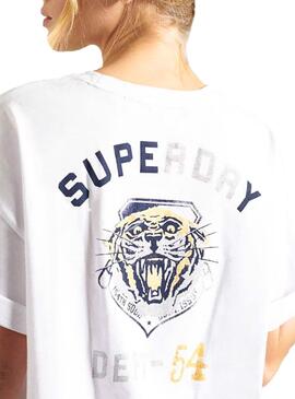 T-Shirt Superdry Military Narrative Weiss Damen