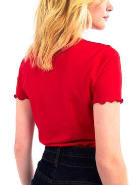 T-Shirt Naf Naf Nachricht Rot für Damen