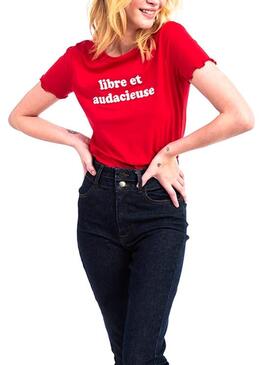 T-Shirt Naf Naf Nachricht Rot für Damen